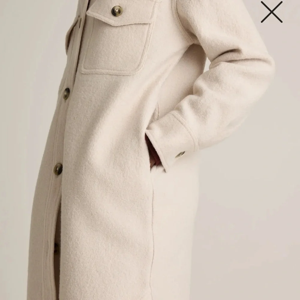 100% merino wool long shirt jacket, cream - Picture 6 of 10